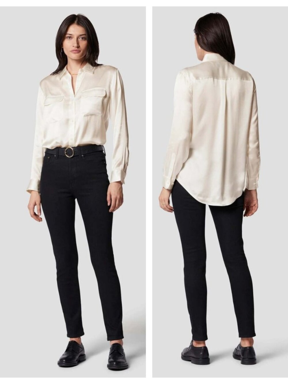 Equipment Signature Silk Satin Blouse Alabaster